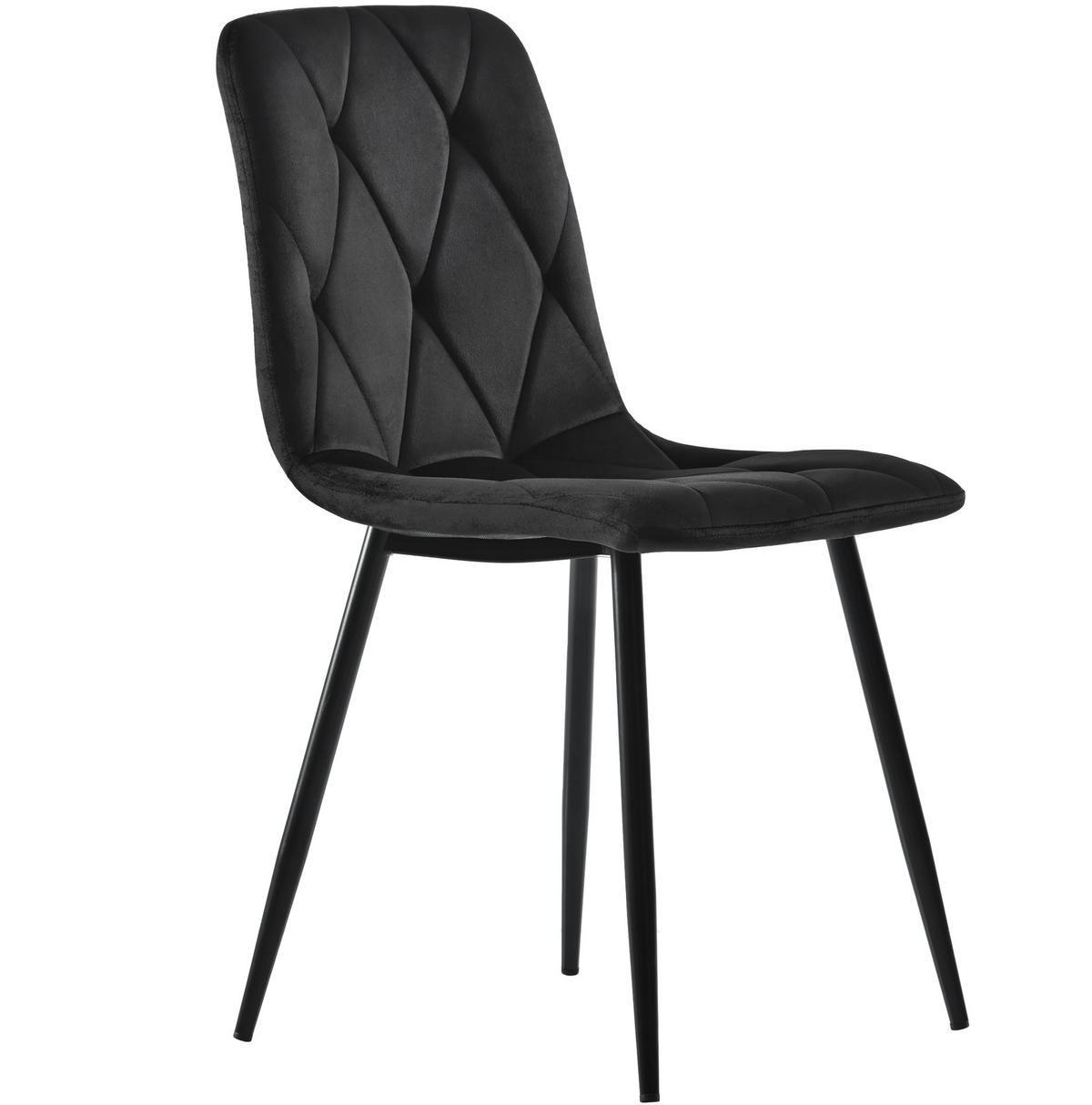 ESSZIMMERSTUHL 4er-Set mit Rückenlehne Samt Schwarz - Schwarz, Metall (40/86/45cm) - Meubliv