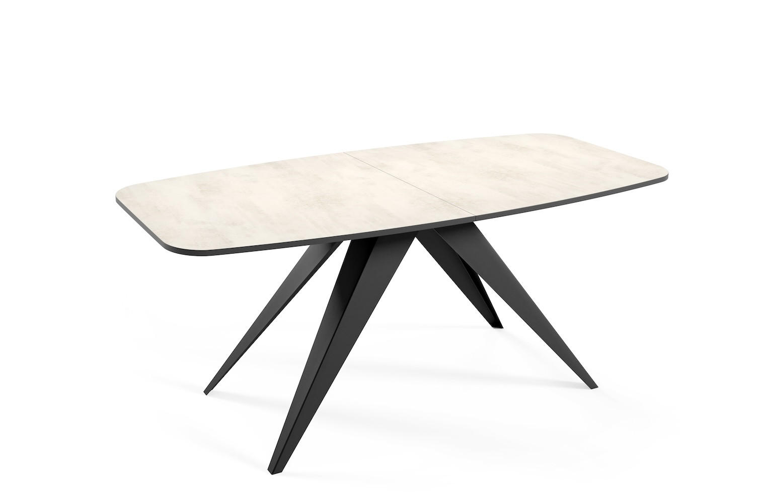 ESSTISCH Ferro Chromix Weiß / Schwarz 180/220 / 90 / 76cm - Ecru/Schwarz, Holz/Holzwerkstoff (180/90/76cm) - Feldmann-Wohnen