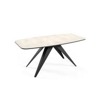 ESSTISCH Ferro Chromix Weiß / Schwarz 160/200 / 80 / 76cm - Ecru/Schwarz, Holz/Holzwerkstoff (160/80/76cm) - Feldmann-Wohnen