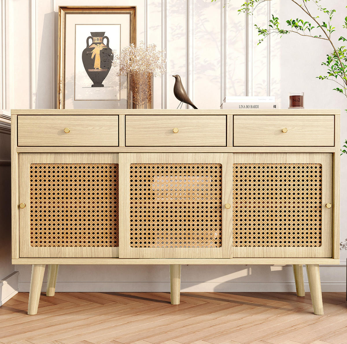SIDEBOARD 120/40/78 cm s 3 zásuvkami a 3 dvierkami, nastaviteľné police, FSC certifikát, Dub - farba duba, kompozitné drevo (40/78/120cm) - Redom