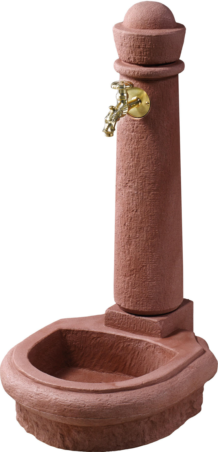 STEINBRUNNEN aus Kunststoff, red inkl. Nostalgie-Auslaufhahn - Rot, Kunststoff (44/52/90cm) - GARANTIA