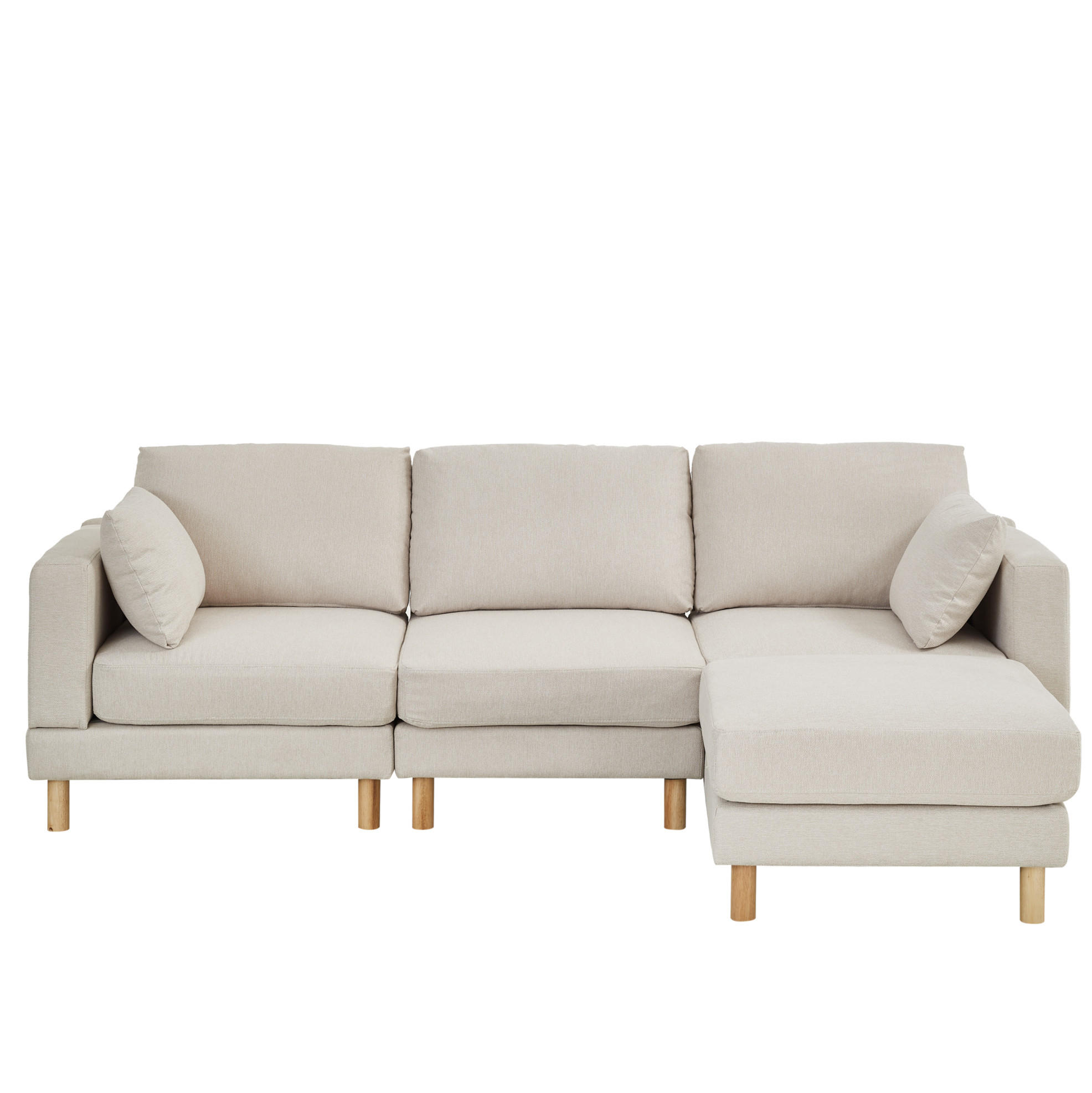 ECKSOFA 235/152/78 cm 3-Sitzer mit Hocker Beige aus Polyester mit links oder rechts montierbarer Chaiselongue - Beige, Kunststoff (152/235cm) - OKMYHOME