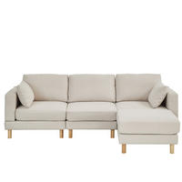 ECKSOFA 235/152/78 cm 3-Sitzer mit Hocker Beige aus Polyester mit links oder rechts montierbarer Chaiselongue - Beige, Kunststoff (152/235cm) - OKMYHOME