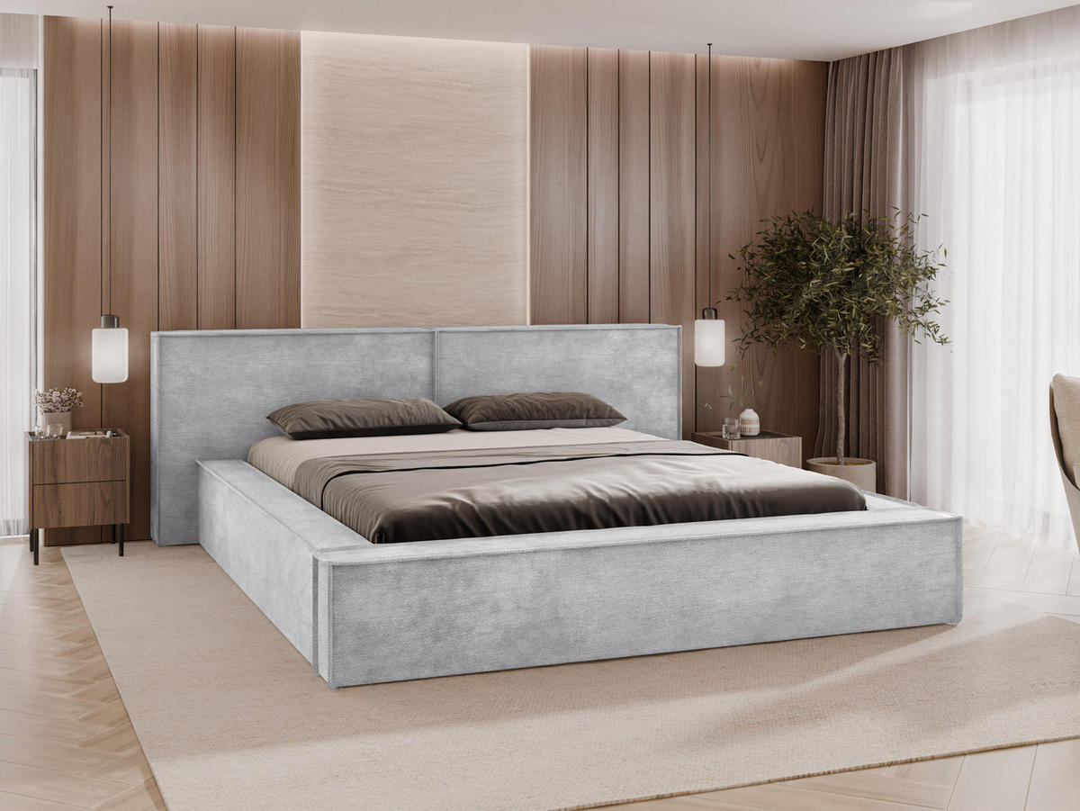 POLSTERBETT Lambo - Hellgrau/Schwarz, Holz/Holzwerkstoff (160/200cm) - MIRJAN24