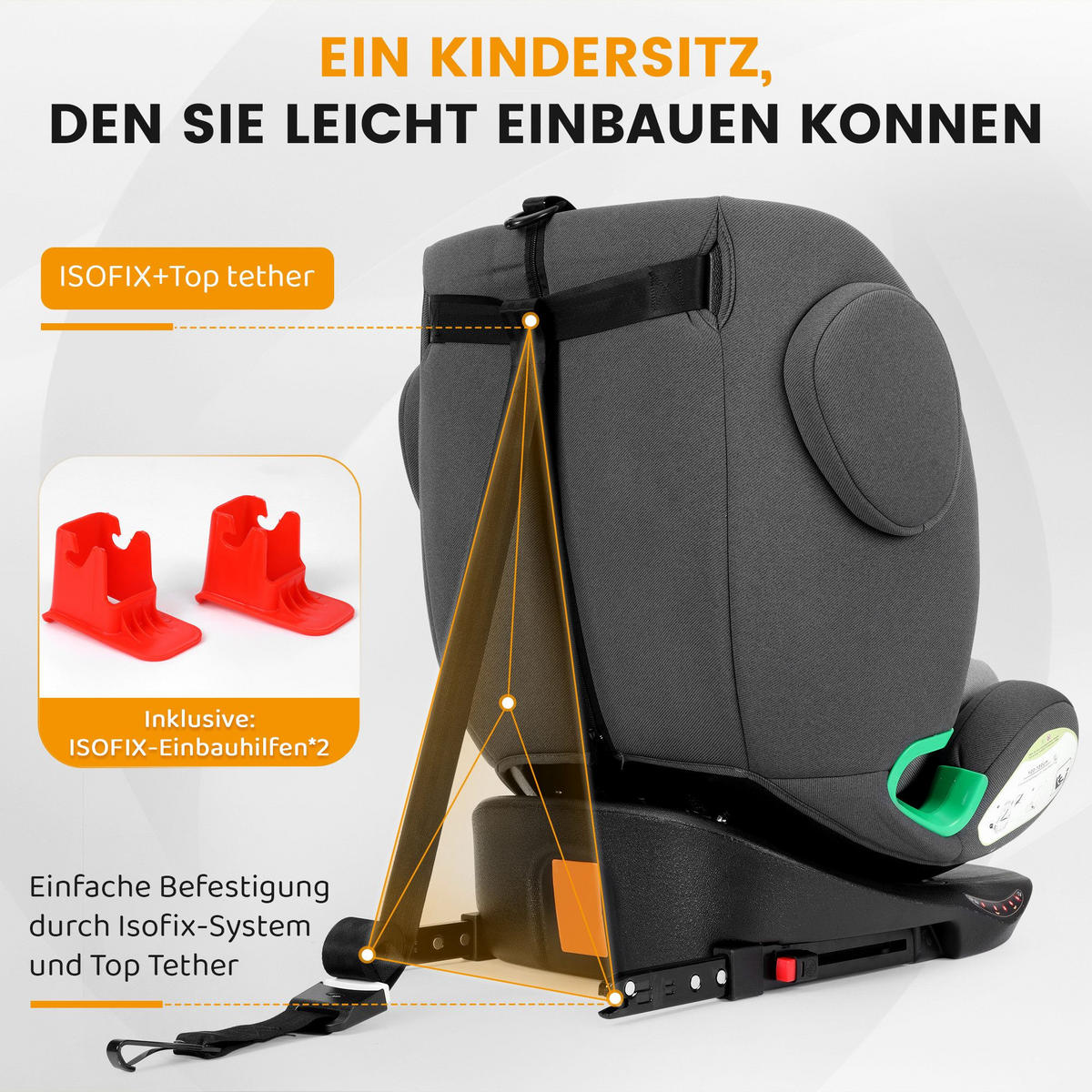 AUTOKINDERSITZ 360° Drehbarer i-Size Kindersitz mit ISOFIX, 40-150 cm - Grau, Textil (51/80/57cm) - BEXEVUE