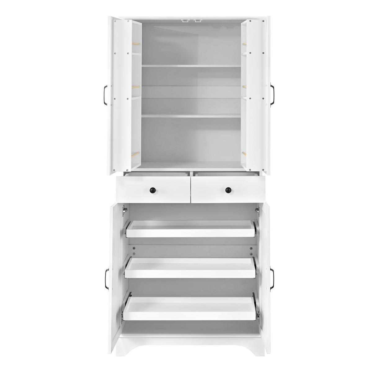 BUFFETSCHRANK Weiß 77/40/181 cm - Weiß, Holz (77/181/40cm) - PANGIVO
