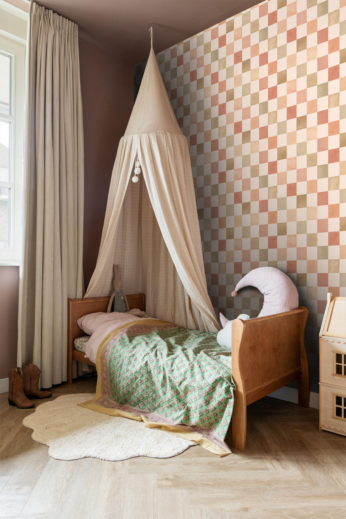 TAPETE Karomuster 50 x 900 cm - Beige, Papier (50/0.1cm) - ESTAhome