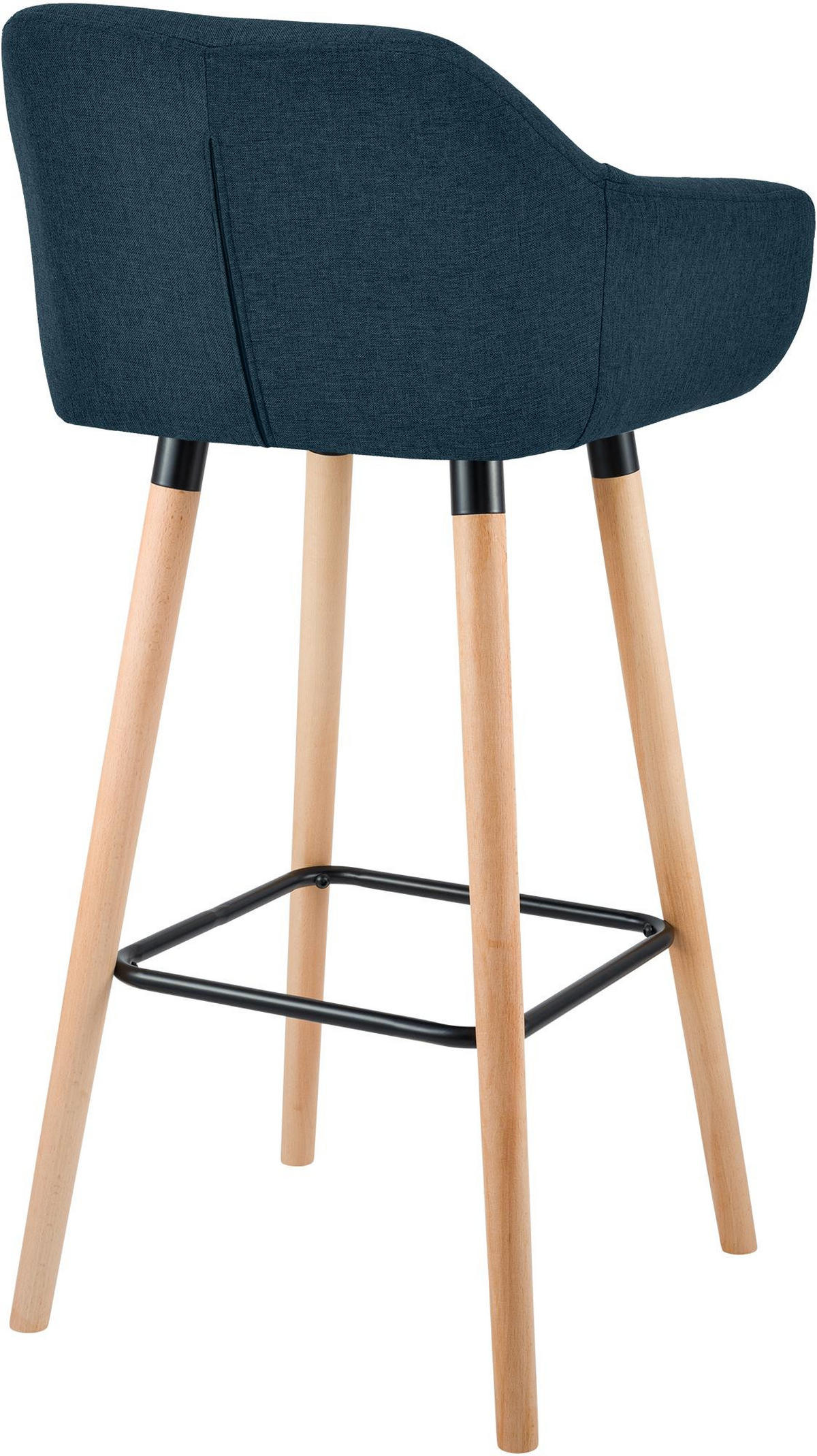 BARHOCKER Stoff Blau - Blau/Eukalyptusholzfarben, Holz/Textil (55/99/46cm) - CLP