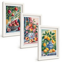 BILDER SET 3er Set - 20x30 cm Weißer Rahmen - Blumen und Früchte in Vasen - Weiß, Kunststoff (20/30cm) - TULUP