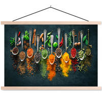 POSTER Kräuter - Gewürze - Löffel 90x60 cm - Currygelb, Textil (90/60/0.15cm) - MuchoWow