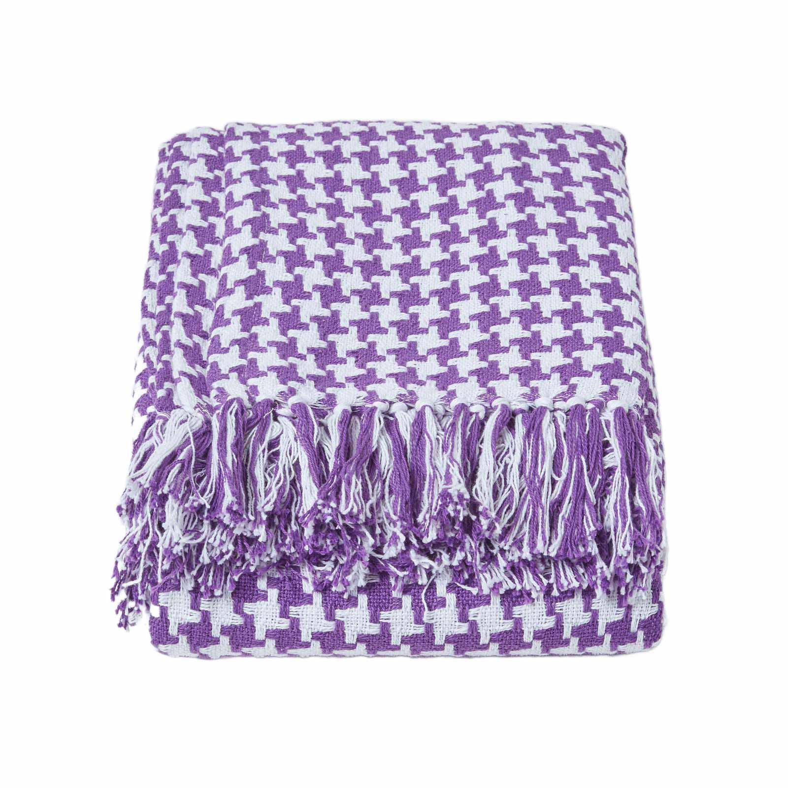 ÜBERWURF 225/255 cm, Hahnentritt-Muster - Lila, Textil (225/255cm) - Homescapes