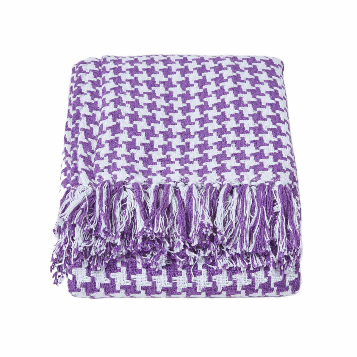 ÜBERWURF 225/255 cm, Hahnentritt-Muster - Lila, Textil (225/255cm) - Homescapes