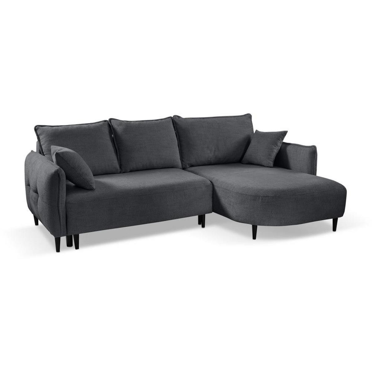 ECKSCHLAFSOFA Sycylia rechts dunkelgrau - Dunkelgrau/Schwarz, Textil (244/165cm) - Beautysofa