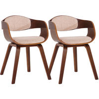 ARMLEHNENSTUHL 2er Set Stoff Walnuss/Creme - Walnussfarben/Creme, Holz/Textil (49/73/46cm) - CLP