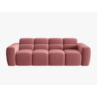 SOFA Lisa aus Samt lachs 4 Sitzplätze - Dunkelrosa, Textil (256/77/101cm) - Micadoni