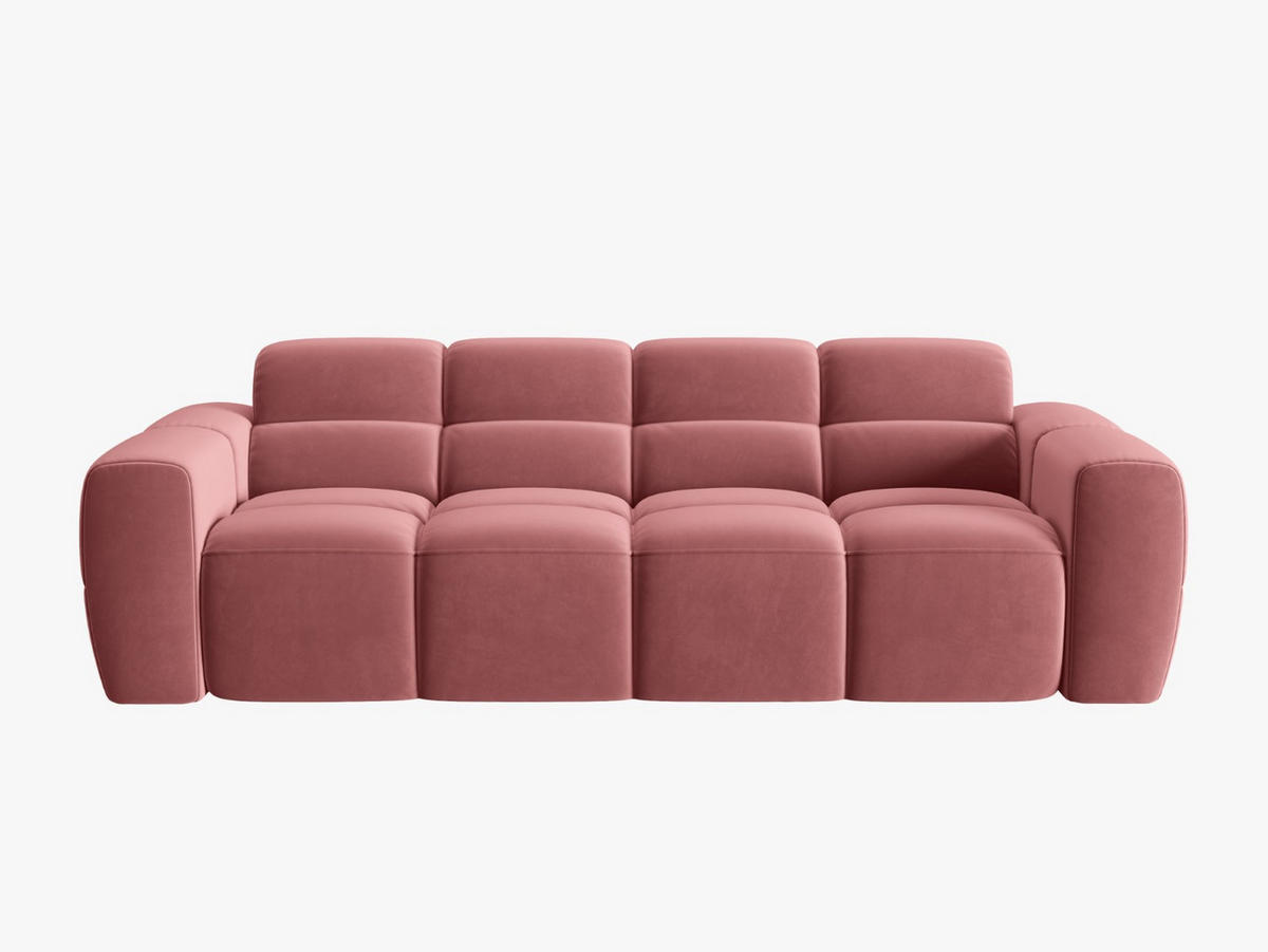 SOFA Lisa aus Samt lachs 4 Sitzplätze - Dunkelrosa, Textil (256/77/101cm) - Micadoni