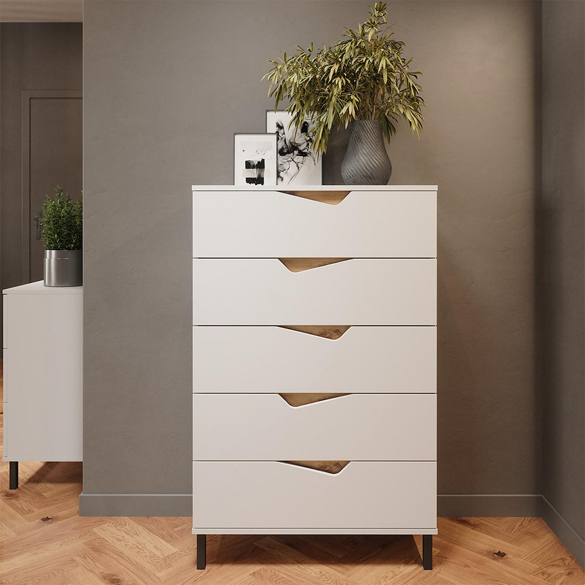 KREDENC Marelle Bílá/Artisan - bílá/světle šedá, kompozitní dřevo (76/120/38cm) - Vicco