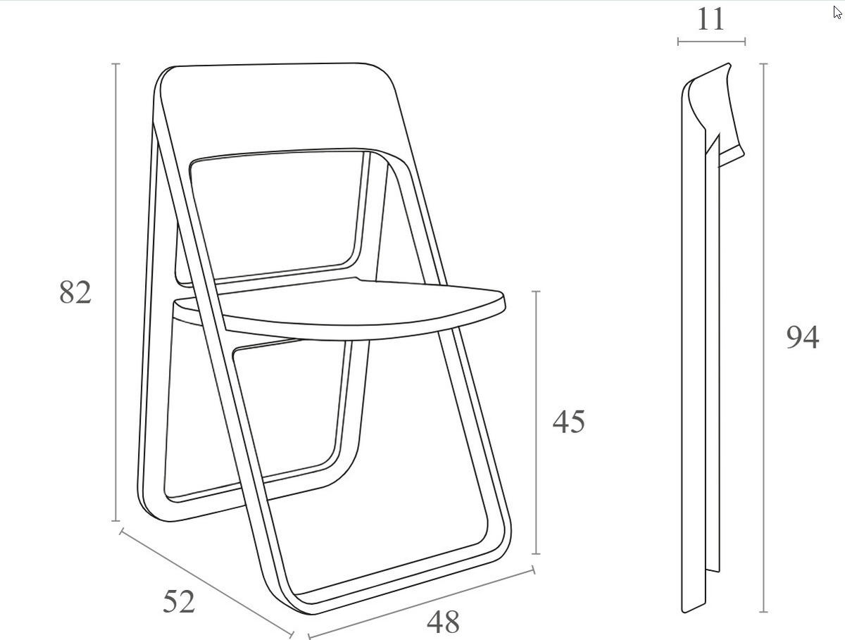KLAPPSTUHL SLAG Schwarz - Schwarz, Kunststoff (48/45/48cm) - Légia Home