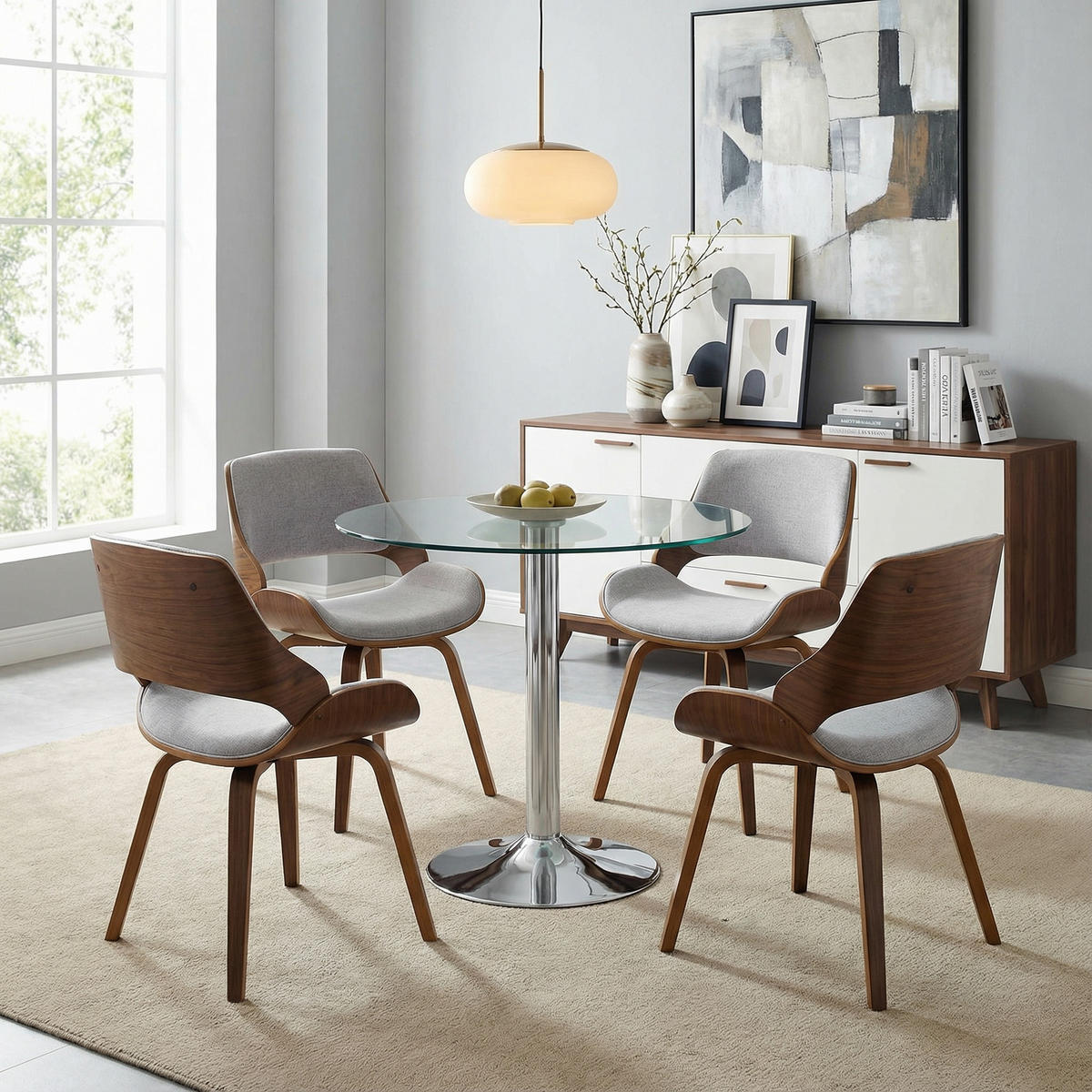 ESSTISCH Ø 85 cm Runder in Glas & Silber - Chromfarben, Glas (85/85/76cm) - Urban Meuble