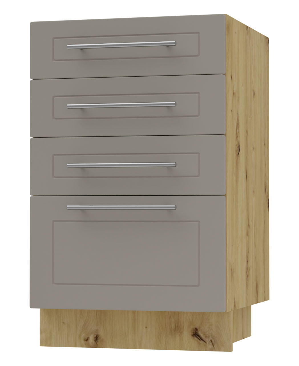 SCHUBLADENUNTERSCHRANK Kvantum D4A/40 Beige Matt / Eiche Artisan Matt 40 / 50 / 82cm - Beige/Eiche Artisan, Holz/Holzwerkstoff (40/82/50cm) - Feldmann-Wohnen