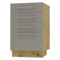 SCHUBLADENUNTERSCHRANK Kvantum D4A/40 Beige Matt / Eiche Artisan Matt 40 / 50 / 82cm - Beige/Eiche Artisan, Holz/Holzwerkstoff (40/82/50cm) - Feldmann-Wohnen