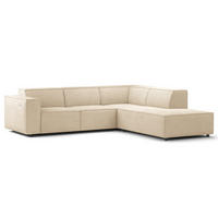 ECKSOFA mit Ottomane - Beige/Schwarz, Kunststoff/Textil (260/234cm) - home24