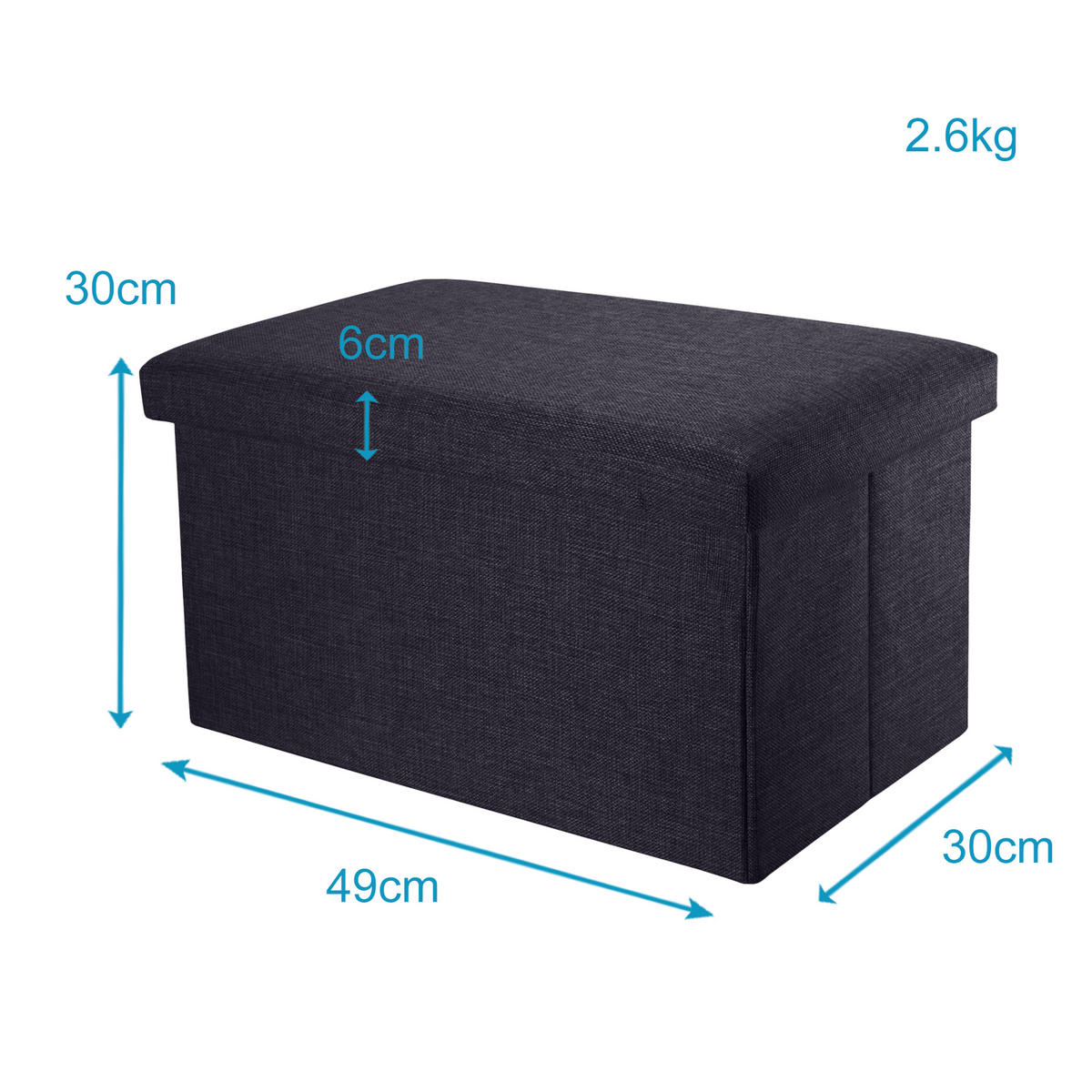 SITZBANK Faltbar 49/30/30 cm (Schwarz) - Schwarz, Textil (49/30/30cm) - Intirilife
