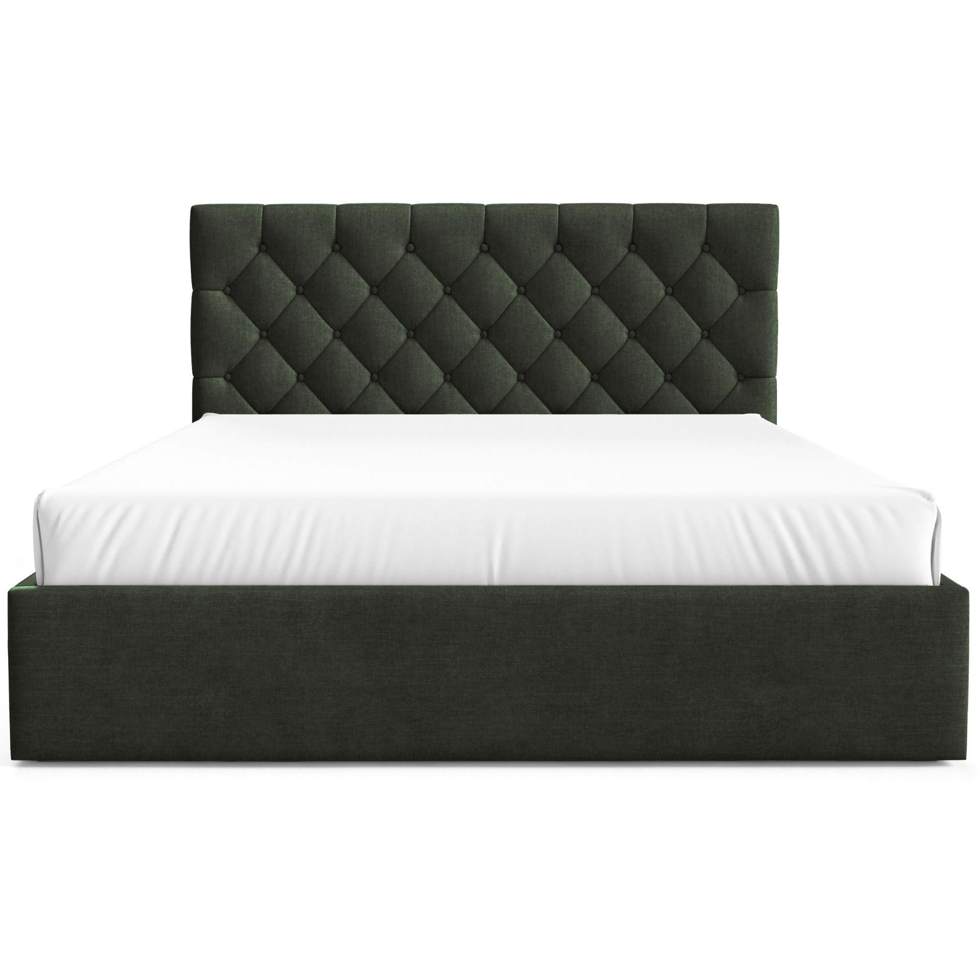 POLSTERBETT Aurevia Dunkelgrün Samtbezug 140x200 cm - Dunkelgrün, Textil (140/200cm) - Selsey