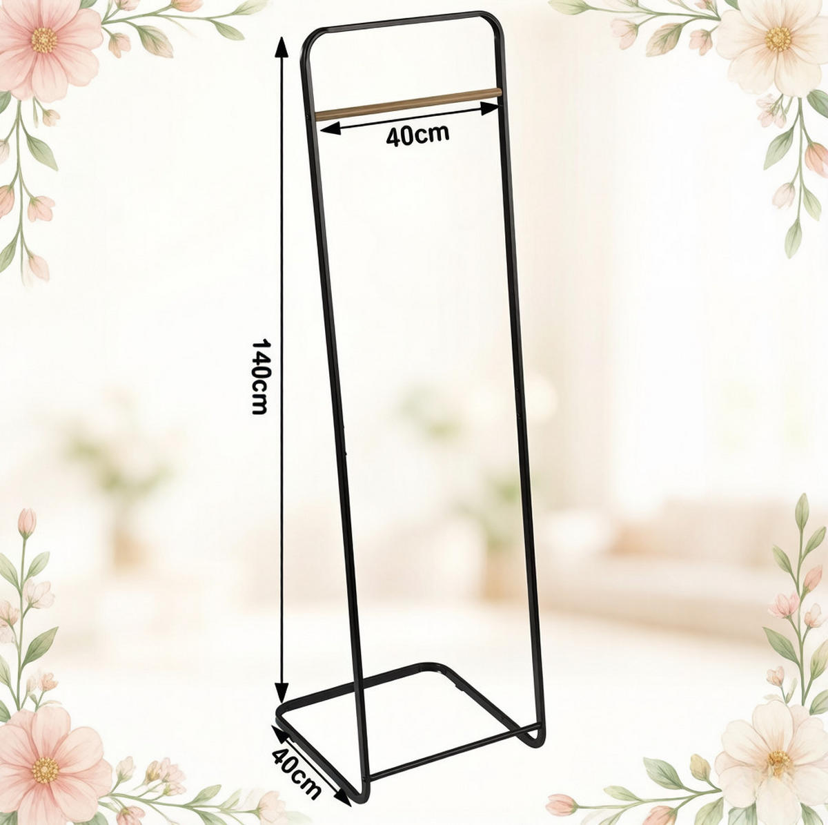 GARDEROBENSTÄNDER 40/40/140 cm schwarz aus Metall mit Kleiderstange - Schwarz, Metall (40/140/40cm) - OKWISH