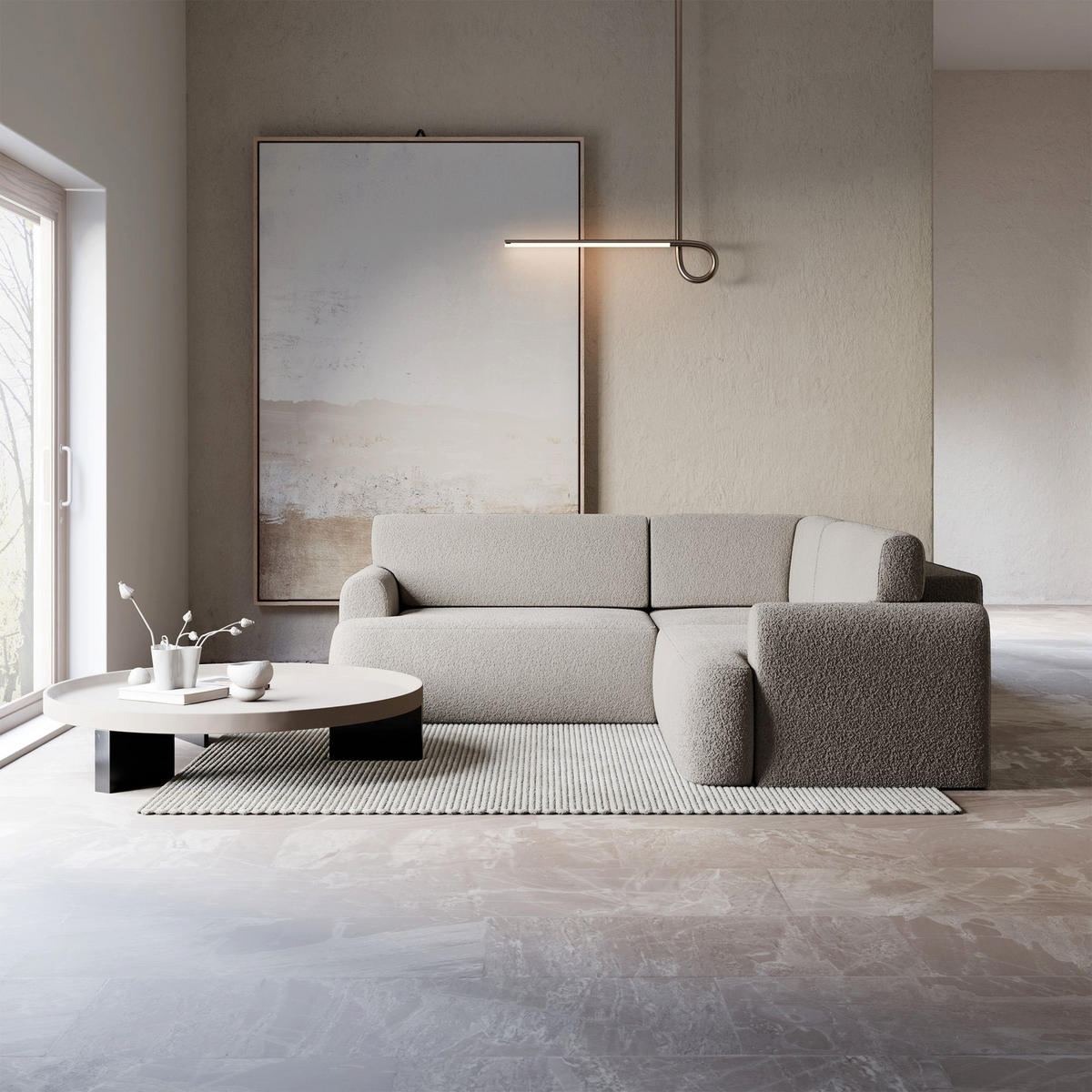 ROHOVÁ POHOVKA Kaveo Béžová látka univerzální s rohovým dílem s úložným prostorem - černá/béžová, textil/plast (245/245cm) - Selsey