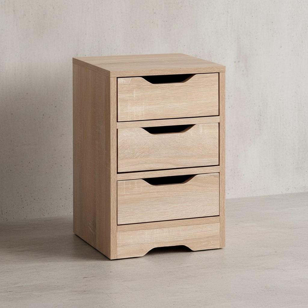 NACHTTISCH 3 Schubladen Modern Kratzfest Wasserabweisend, Beige 31x31x49 cm - Beige/Braun, Holz (31/49/31cm) - KADIMA DESIGN