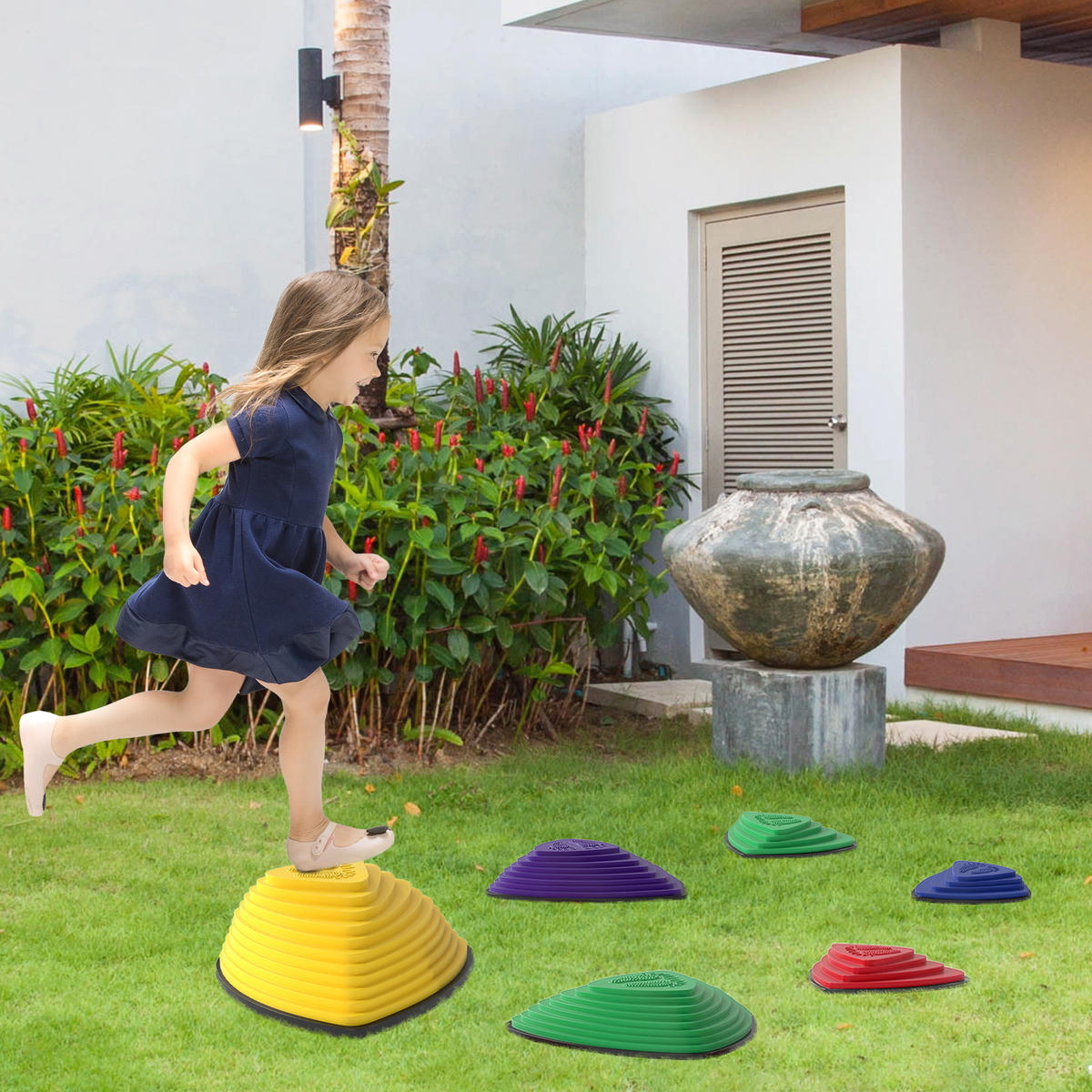 BALANCIERSTEINE 6 Stück Rutschfeste Trittsteine für Kinder 3-8 Jahren Bunt - Multicolor, Kunststoff (37.5/16/37.5cm) - AIYAPLAY