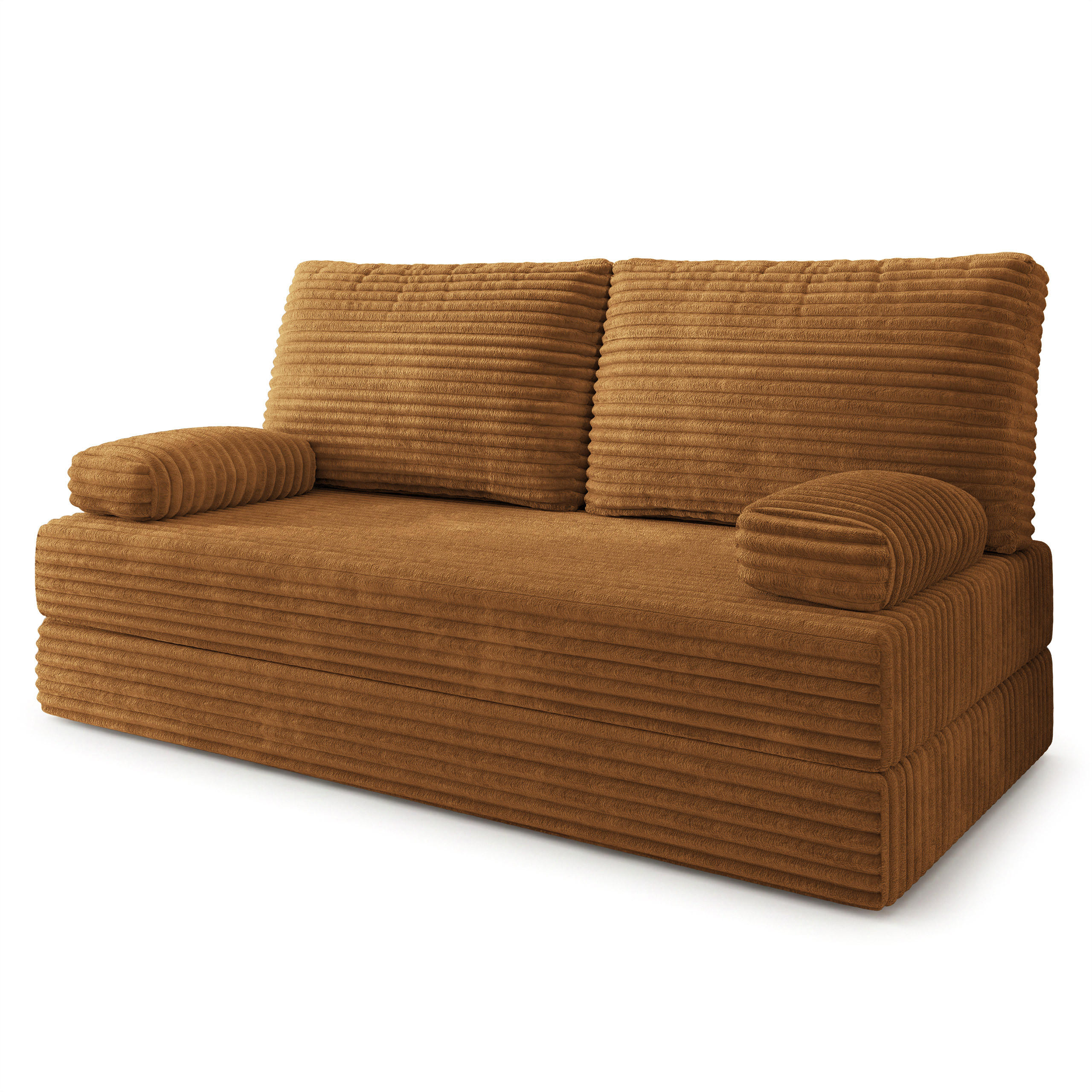 BETTSOFA SILAR aus Schaumstoff Kordstoff Orange Schlaffunktion - Orange, Textil (170/86/80cm) - MASSENO