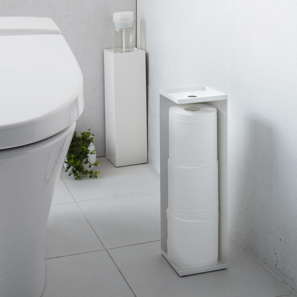 YAMAZAKI Tower 7850 Toilettenpapierhalter in Weiß – Stilvolle und praktische Aufbewahrung - Weiß, Metall (11.5/38.5/11.5cm) - Yamazaki