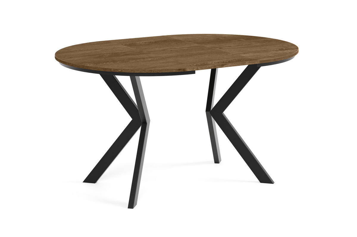 ESSTISCH EVO mit Felge - Wildeiche/Schwarz, Holzwerkstoff/Metall (90/90/76cm) - Meblini