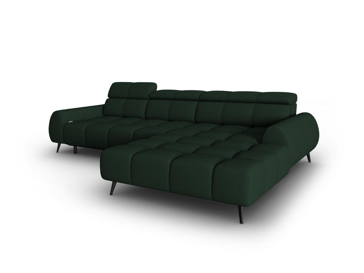 ELEKTRISCHES-ECKSOFA rechts Alyse aus strukturiertem Stoff dunkelgrün 5 Sitzplätze - Dunkelgrün, Textil (188/295cm) - Micadoni