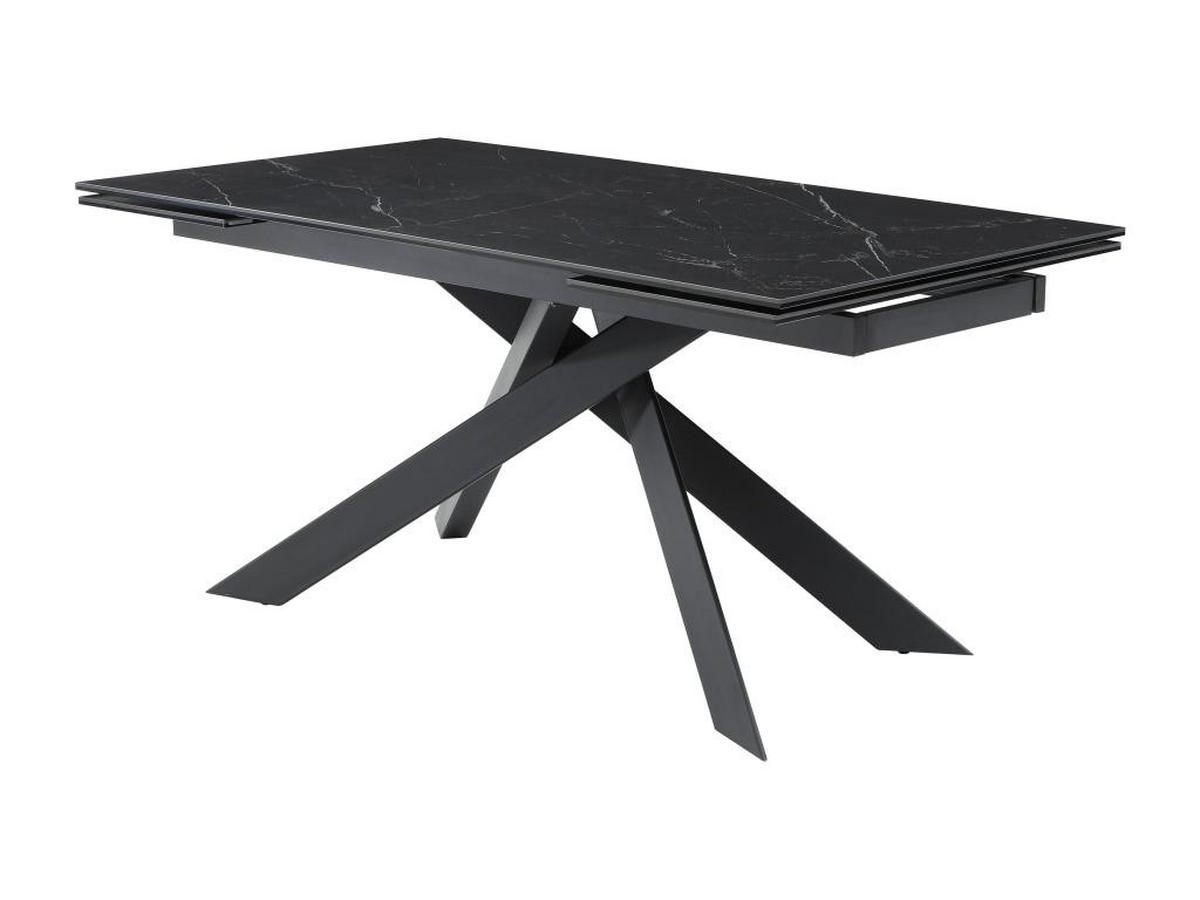 ESSTISCH für 6 bis 10 Personen ausziehbar - Keramik - Sicherheitsglas & Metall - Marmor-Optik schwarz - COREMA - Schwarz, Glas (240/90/76cm) - Vente-Unique