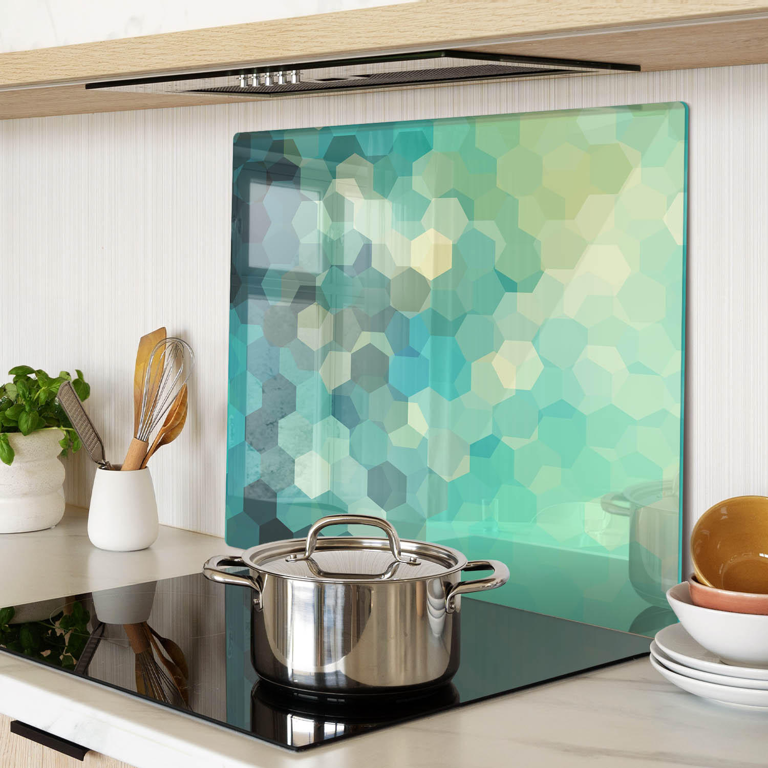 GLASPLATTE 60x52 cm Abstrakt - Blau, Glas (60/0.4/52cm) - TULUP