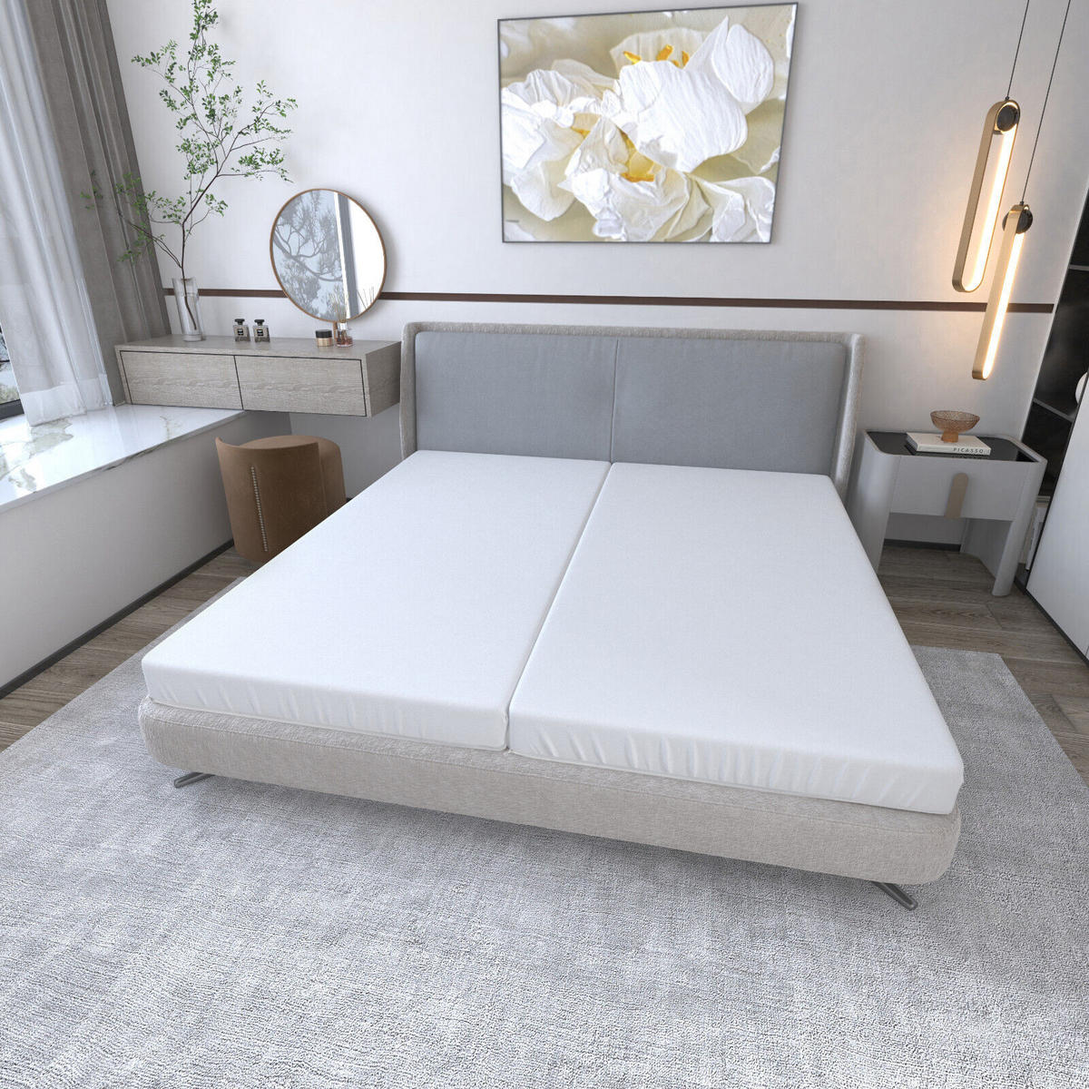 ROLLMATRATZE Komfort Doppelpack 90x200x10cm Härtegrad 2 (mittel) - Weiß, Textil (90/200cm) - JEKATEX