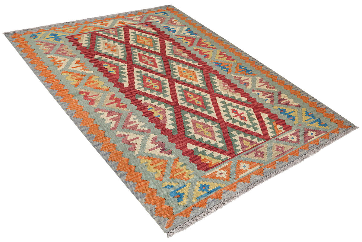 HANDWEBTEPPICH Kelim Gashgai Rot 197/158 cm Schurwolle - Rot, Textil (158/197cm) - Looma