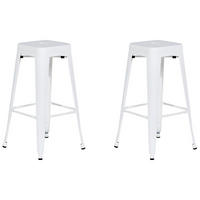 BARHOCKER 2er-Set Metall Weiß Cabrillo - Weiß, Metall (30/76/36cm) - Beliani