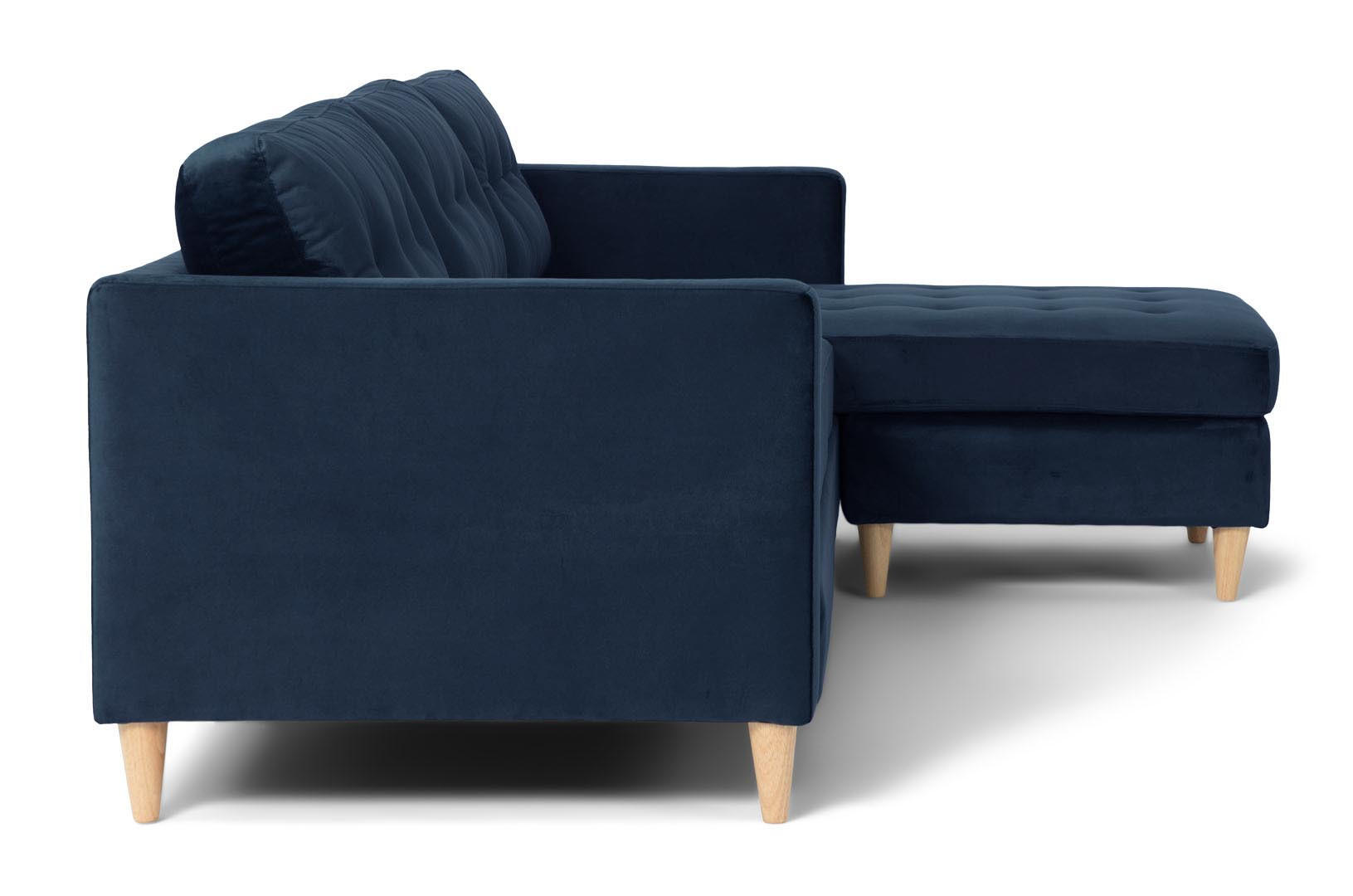 ECKSOFA Velours blau - Blau, Textil (219/151cm) - ebuy24