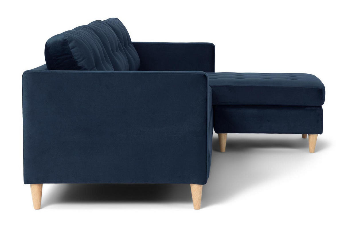 ECKSOFA Velours blau - Blau, Textil (219/151cm) - ebuy24