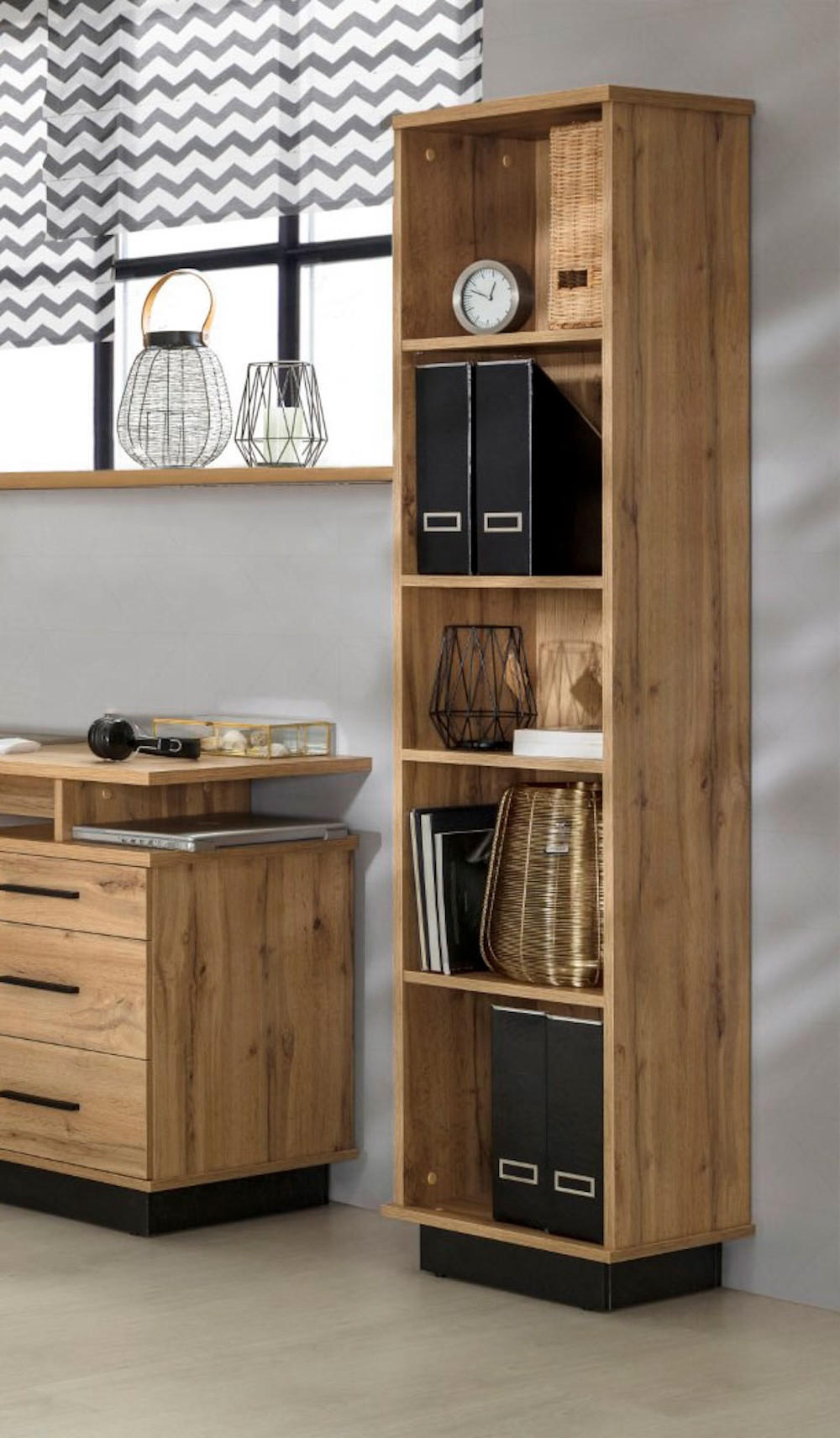 Thumbnail - Feldmann-Wohnen Bücherregal, Braun, Schwarz, Holz, 4 Fächer, Rechteckig, 40x175x36 cm, Wohnzimmer, Regale, Bücherregale