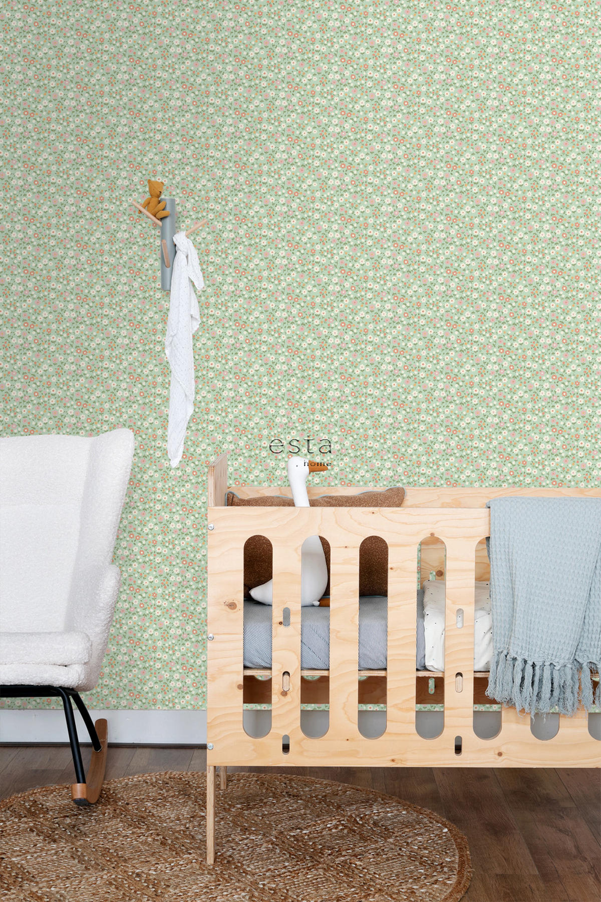 TAPETE Blumen 50 x 900 cm - Grün, Papier (50/0.1cm) - ESTAhome