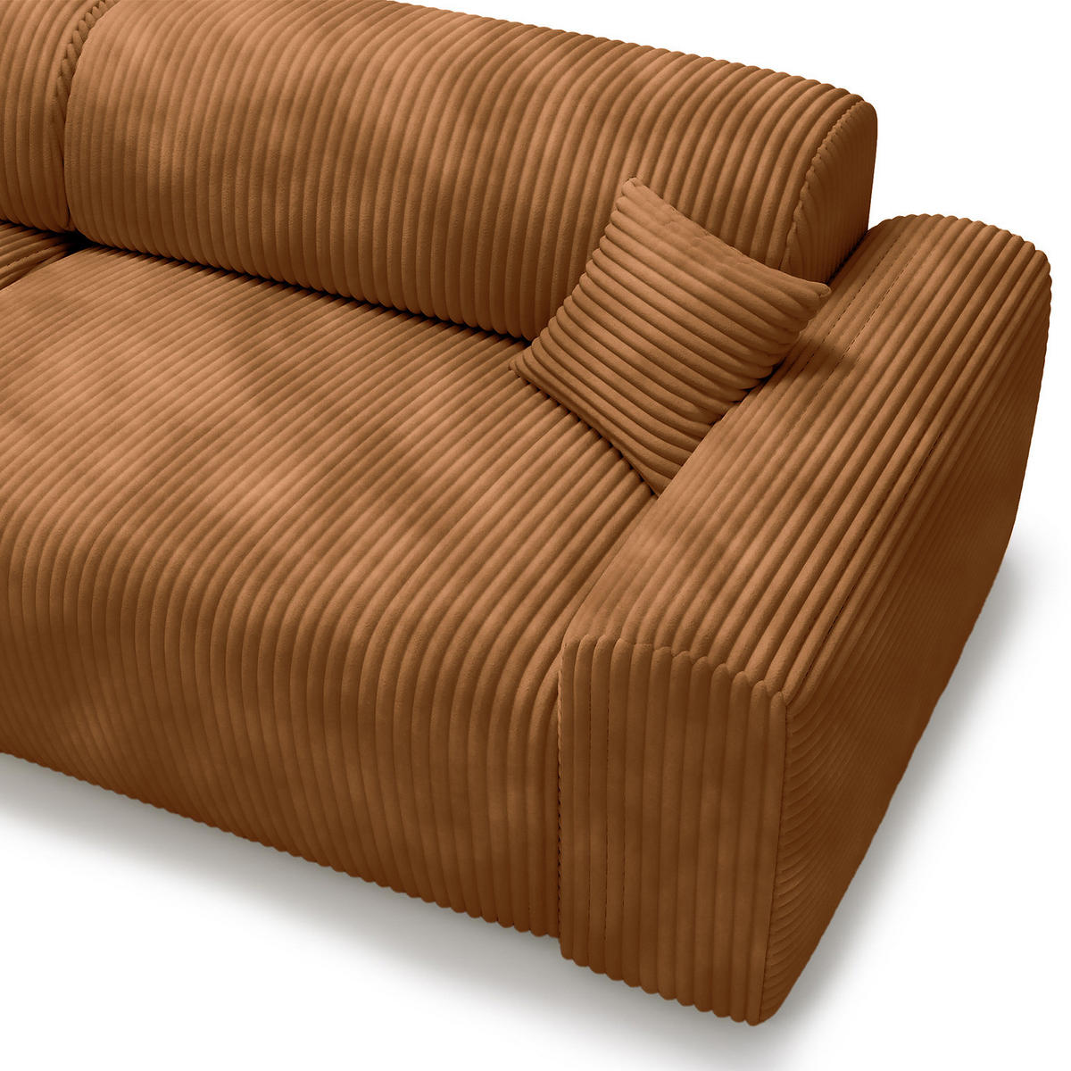 ECKSOFA mit Longchair - Cord - Schwarz/Braun, Kunststoff/Textil (284/178cm) - home24