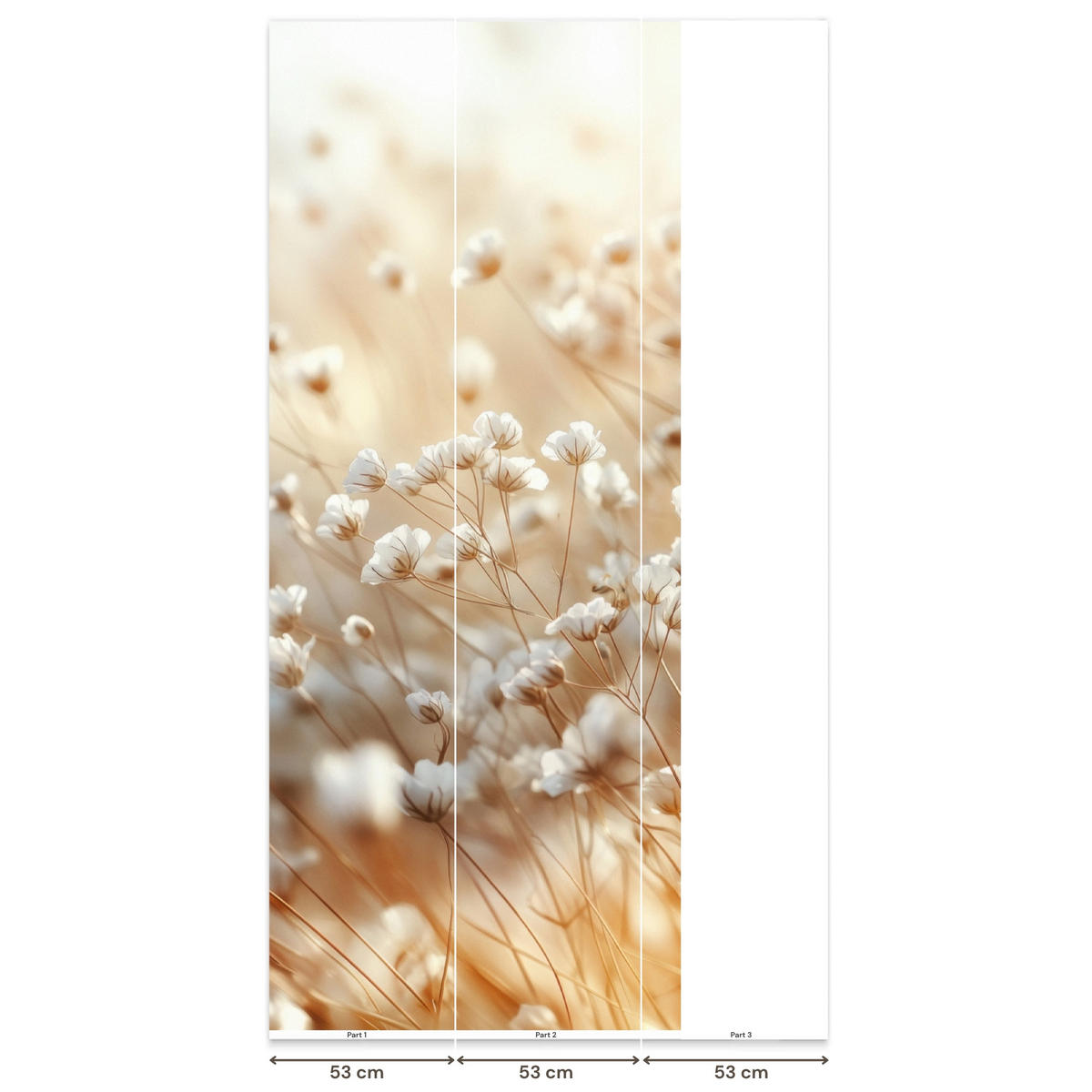 TAPETE - Wild - Blumen - Weiß - 120x300 cm - Creme, Papier (120/300cm) - OnlyWow