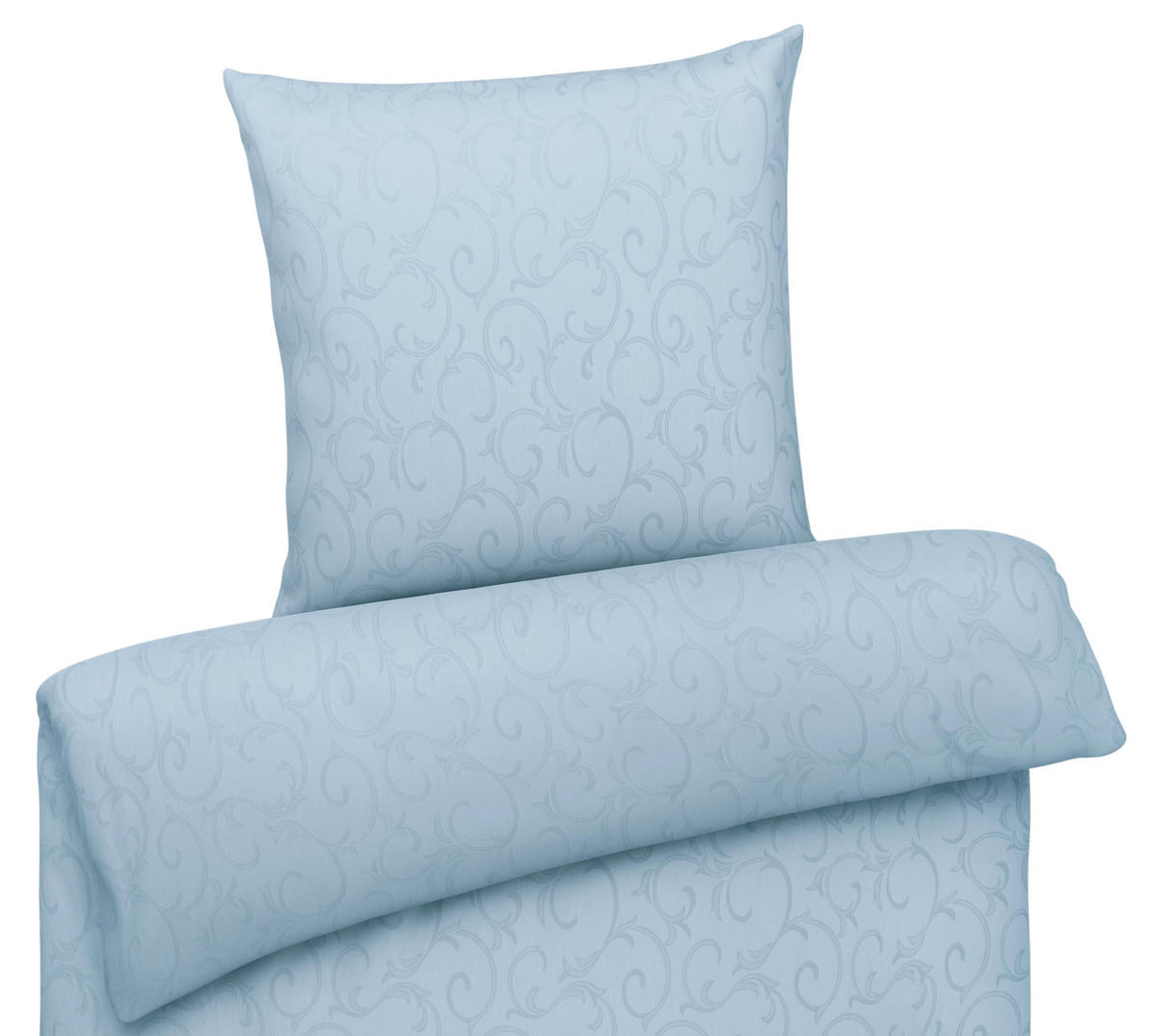 DAMAST-BETTWÄSCHE 155x220 Mako Brokat Bettbezug Ornamente Muster Blau - Made in Germany - Hellblau, Textil (155/220cm) - Carpe Sonno