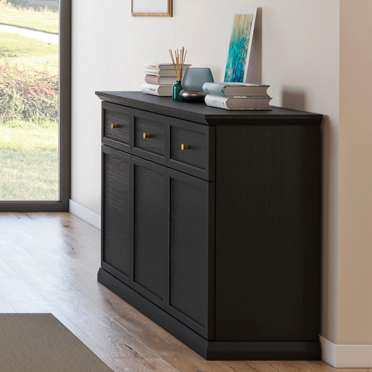 SIDEBOARD Toja Anthrazitfarbenes Holz - Braun, Holzwerkstoff (145.7/86/39.5cm) - Petits-meubles