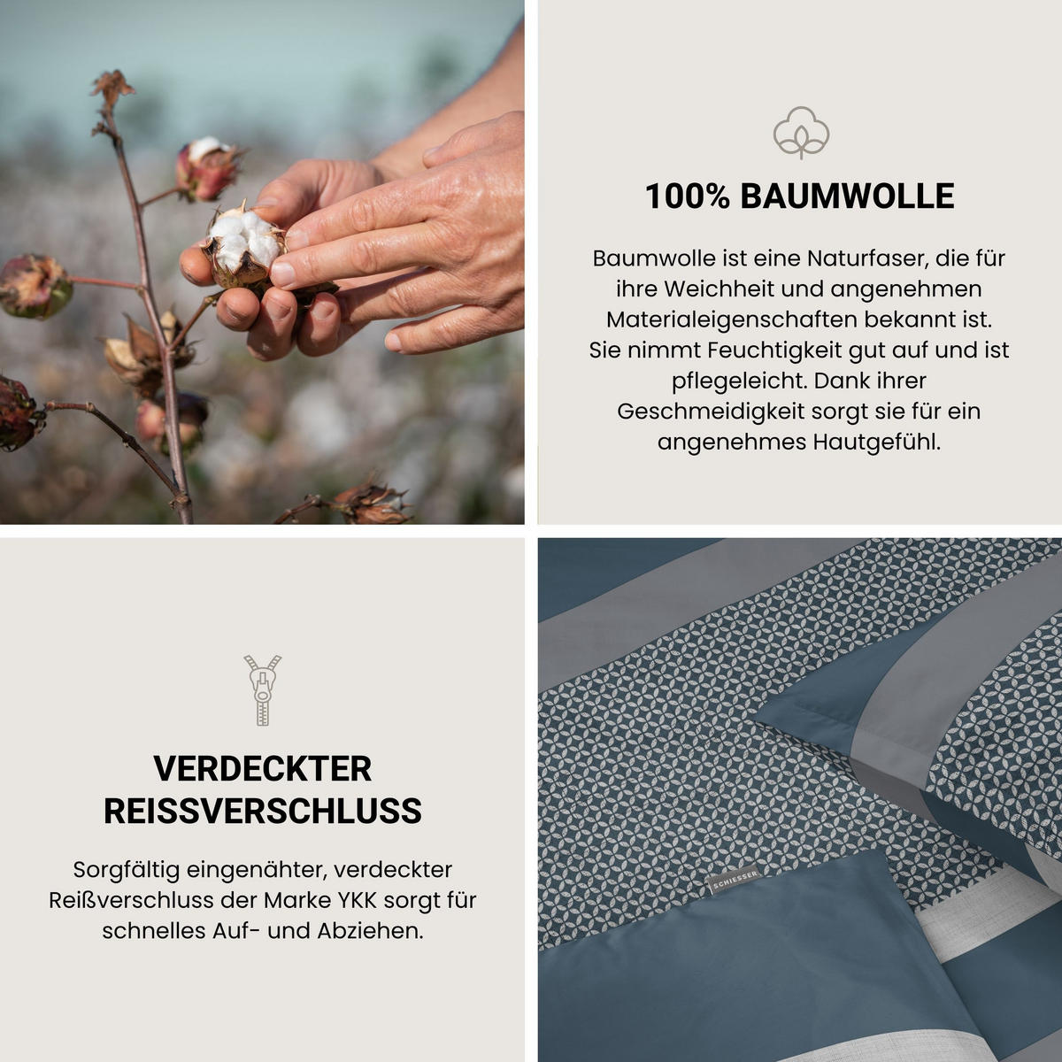 BETTWÄSCHESET Dion - Renforcé - 2-teilig - 135x200 cm - Petrol - Blau, Textil (135/200cm) - SCHIESSER